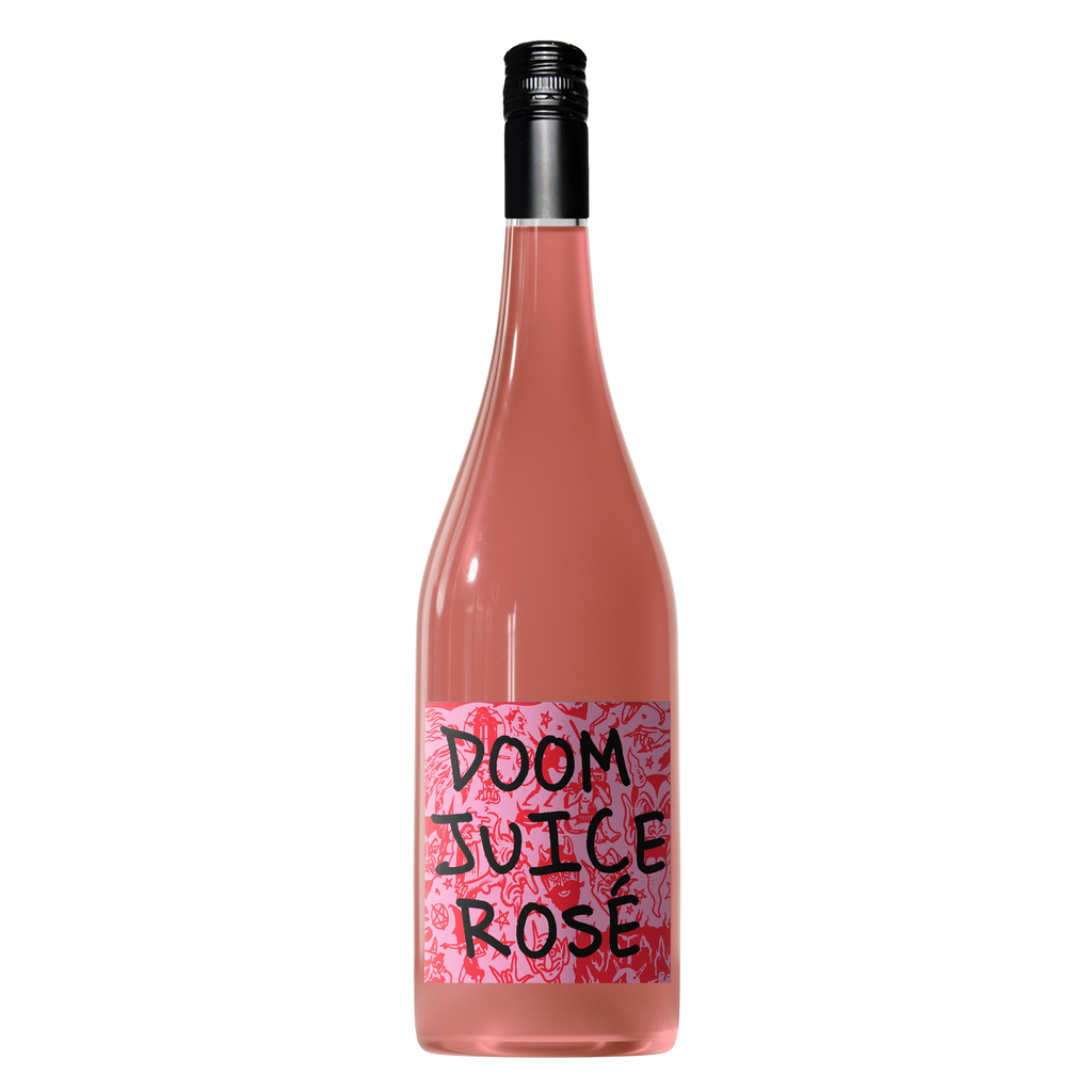 Bottle of Doom Juice Rosé wine on a transparent background