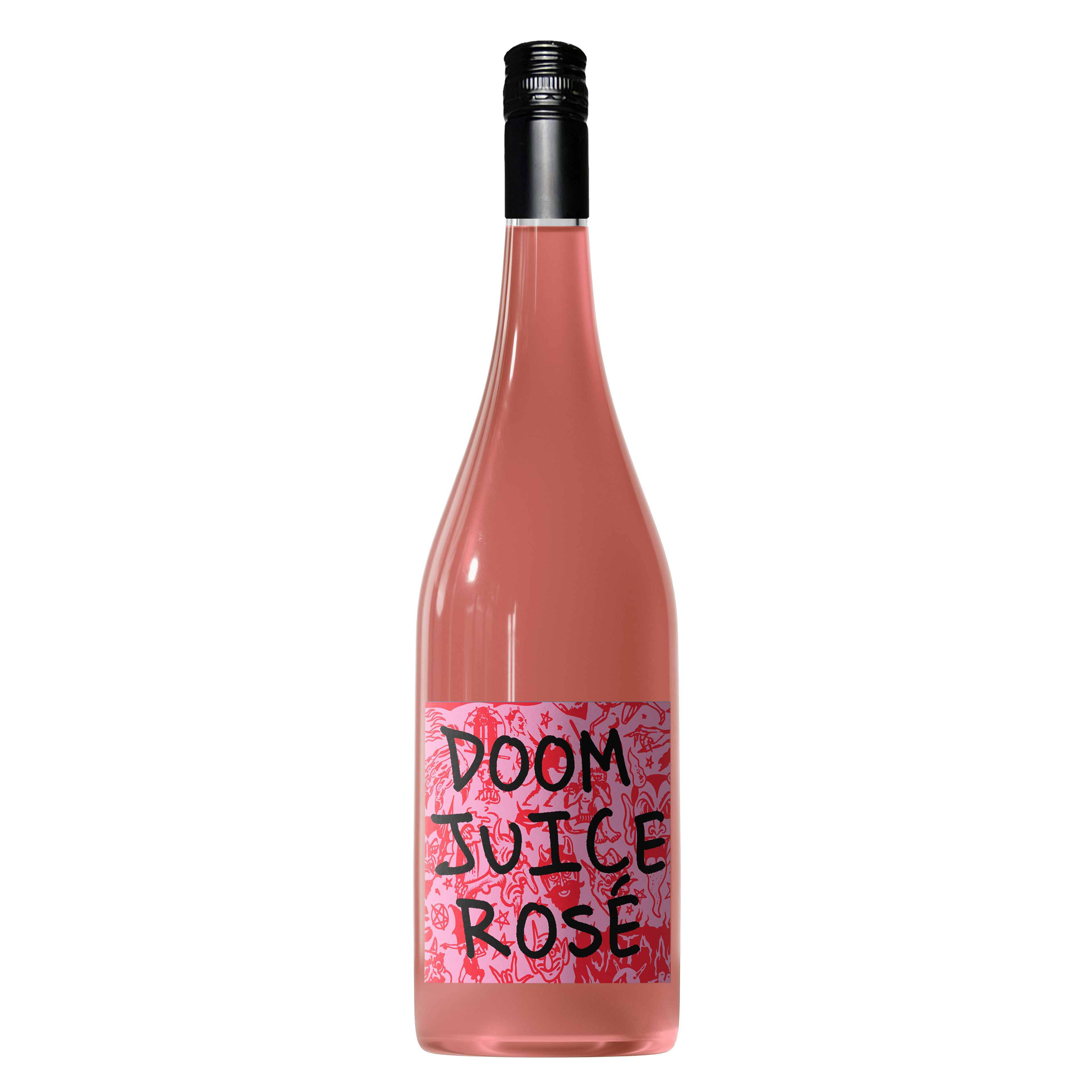 Bottle of Doom Juice Rosé wine on a transparent background